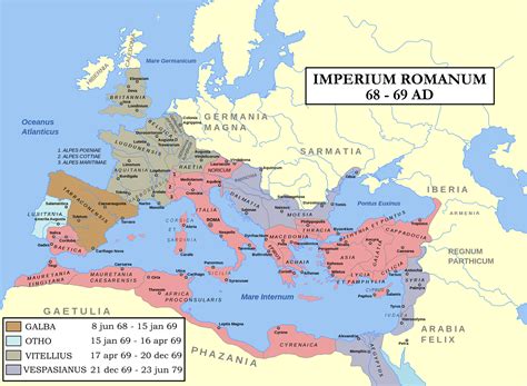 Map Year Of The Four Emperors Roman Empire Map Roman History Roman