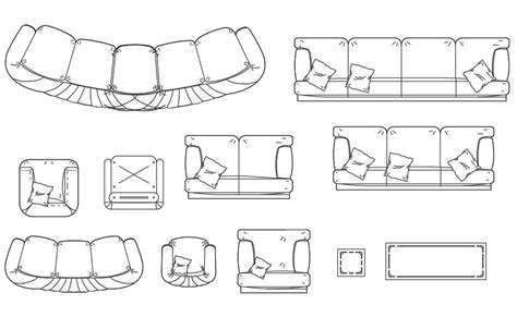 The Autocad Drawing Of Various Types Of Sofa Furniture Blocksdownload
