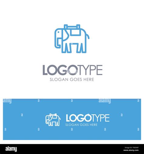 Africa Animal Elephant Indian Blue Outline Logo Place For Tagline
