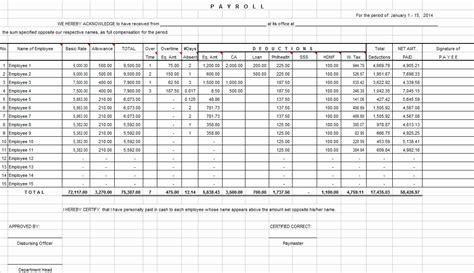 50 Salary Payroll Xls Excel Sheet