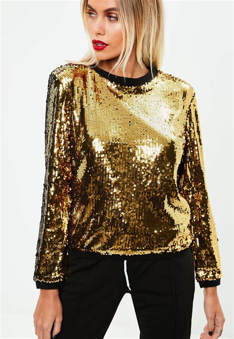 Missguided Synthetic Gold Slay Sequin Top In Metallic Lyst