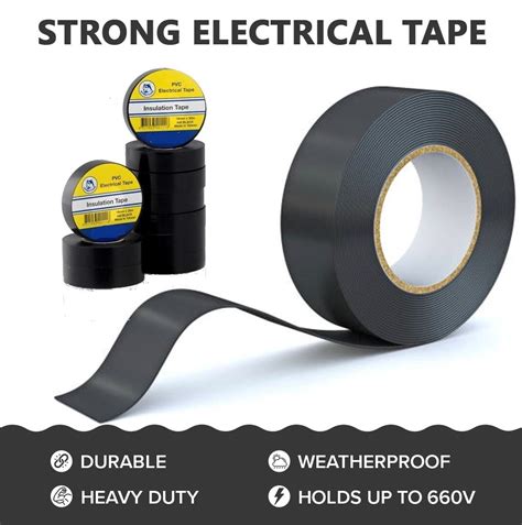 10 Pack Lead Free Pvc Electrical Duct Tape 19mm 20m Black 660v