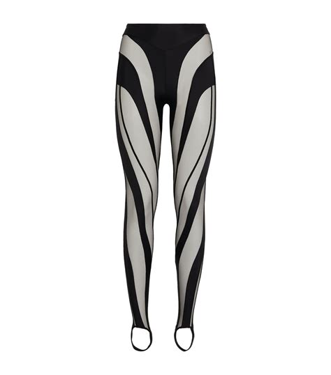 Mugler Black Sheer Swirl Leggings Harrods Uk