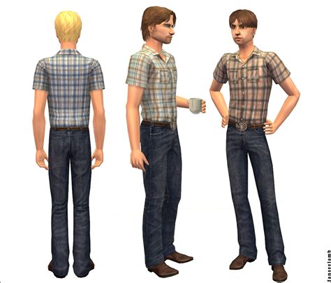 Mod The Sims Classic Cowboy Ensemble In 4 Colours