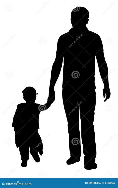 Father And Daughter Walking Silhouette Vector Stock Vector