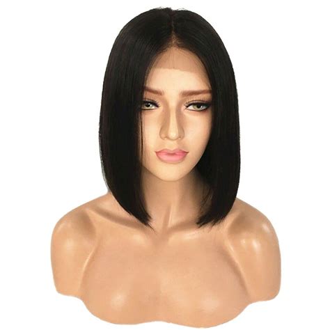 [22 off] short center parting straight bob lace front synthetic wig rosegal
