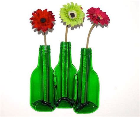 Recycled Bottle Vase Triple Flower Vase Eco T Green Free Etsy Flower Vases Green Ts