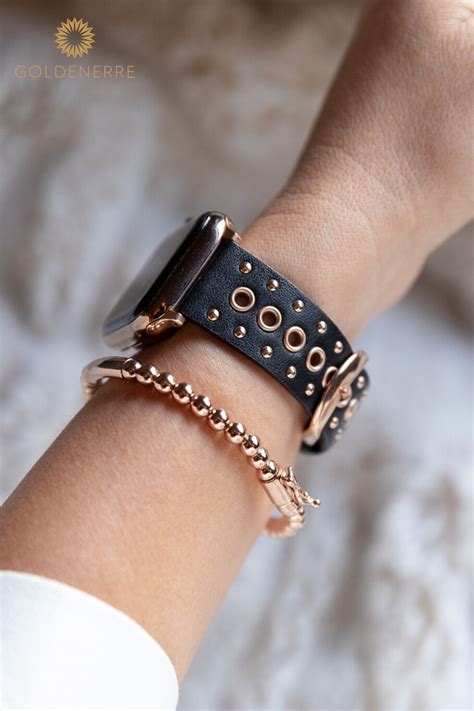 Rose gold is one of the most stylish and exclusive apple watches on the market. Grommet Stud Band for the Apple Watch in Rose Gold, Gold, or Silver in 2020 | Leather watch ...