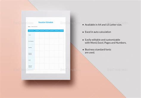 10 Vacation Schedule Templates Docs Excel Pdf