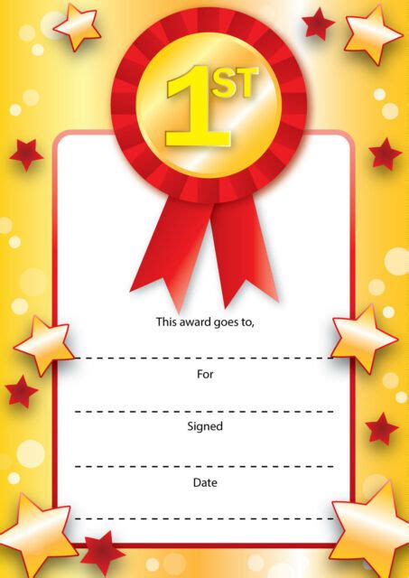 16 A6 Teachers School Nursery Reward Certificates 1st