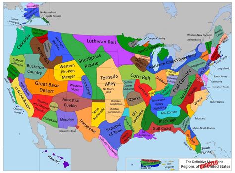A Definitive Map Of Us Regions Oc 1890 X 1397 Us Map Amazing