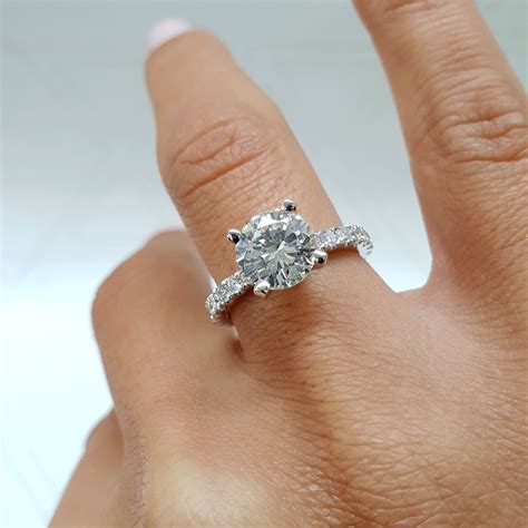 The Alison Lab Grown Ring 2 Carat Round Pave Diamond Engagement Ring