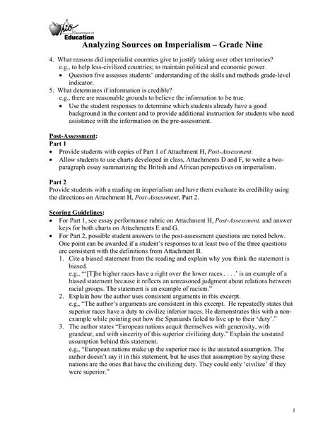 Several scaffolding guides and worksheets that identify important content and objectives. Analyzing The Motives For Imperialism Worksheet Answers ...