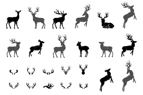 Deer Silhouettes On The White Backgr Deer Silhouette Deer Tattoo