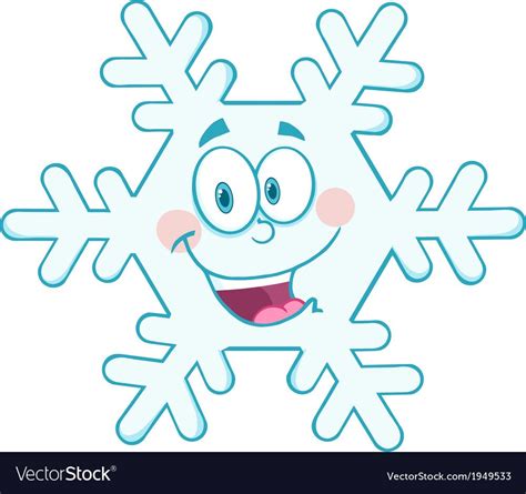Cartoon Snowflake Vector Image On Vectorstock Funny Cartoon Faces