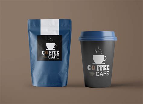 Coffee packaging mockup provided in psd format. Free Paper Pouch Coffee Bag & Cup Packaging Mockup PSD ...