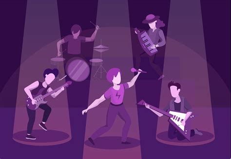 Premium Vector Rock Band Performance Flat Illustration