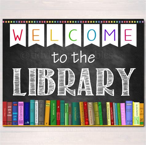 Printable Welcome Library School Sign Classroom Decor School Etsy