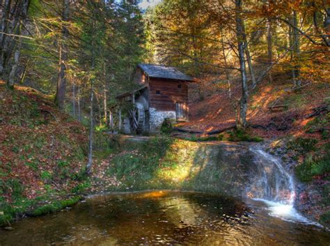 Scenery Forests Autumn Austrian Alps Stream Hdr Nature Mill