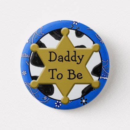 Daddy To Be Blue Bandanna Baby Shower Button Zazzle Com Cowboy Baby