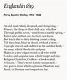 Poem: "England in 1819" (Sonnet) - by Percy Bysshe Shelley. | Poems ...