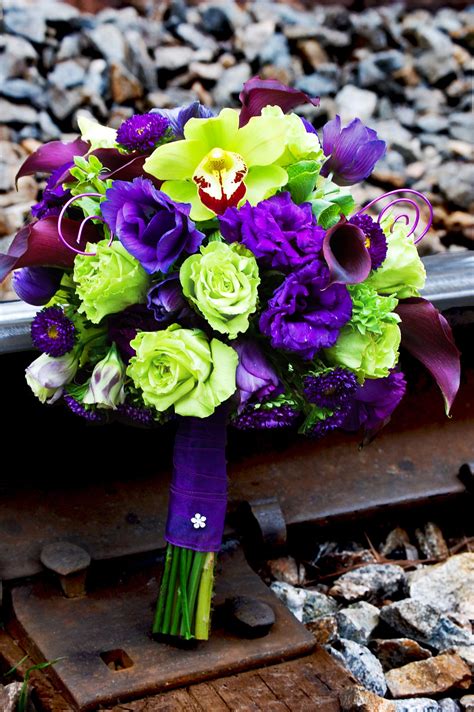 Purple And Green Bridal Bouquet Purple And Green Wedding Orchid