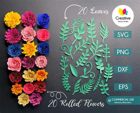 Free Rolled Flower Template
