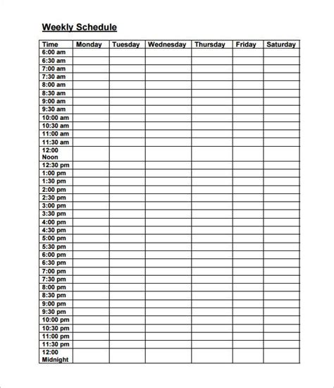 Weekly Work Schedule Template 8 Free Word Excel Pdf Format