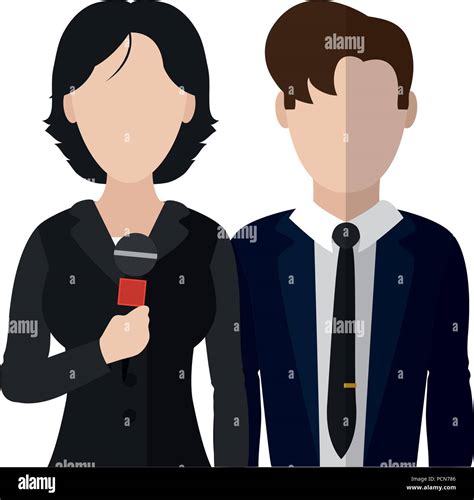 Woman And Man Press Partner Reporters Stock Vector Image And Art Alamy