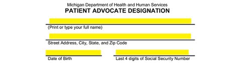 Free Michigan Patient Advocate Designation Form Medical Poa Pdf