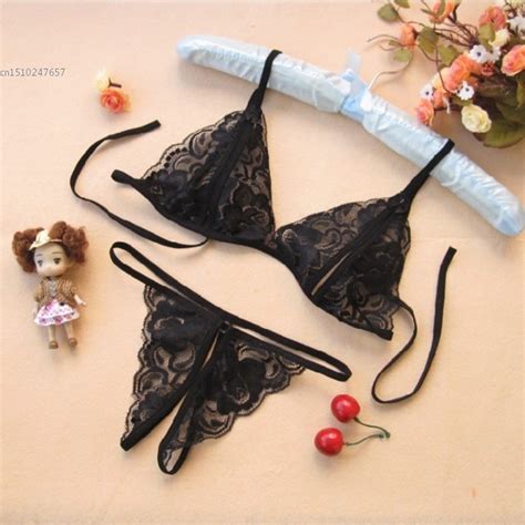 Hot Sale Sexy Chic Women Lace Open Bra Crotchless Thong G String