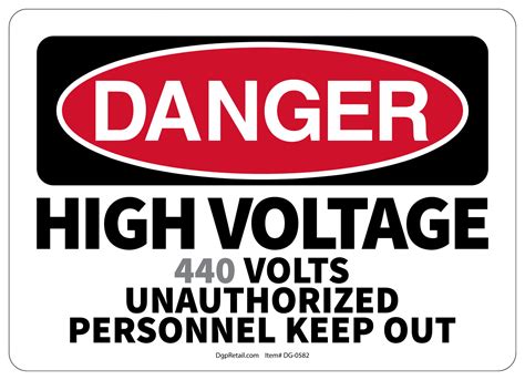 Osha Danger Safety Sign High Voltage 440 Volts Unauthorized Personnel