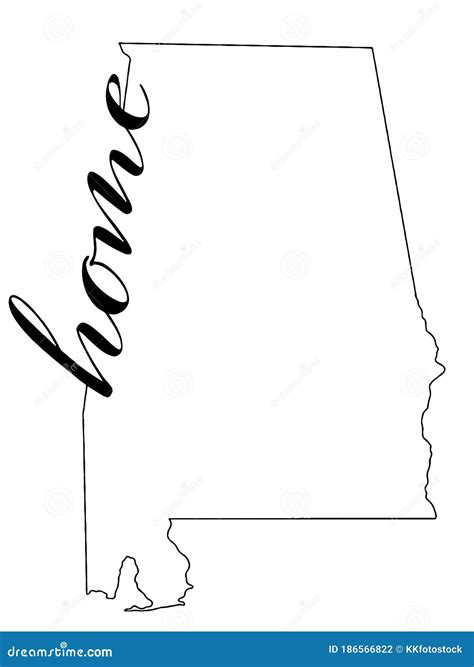 Alabama State Map Outline Stock Vector Illustration Of White 186566822