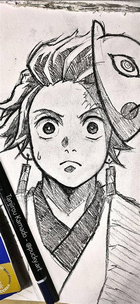 Tanjirou Kamado From Demon Slayer Pencil Sketch Of Kamado Tanjiro Of Kimetsu No Yaiba Anime