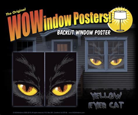 Wowindow Posters Yellow Cat Eyes Halloween Window Decoration Two 345