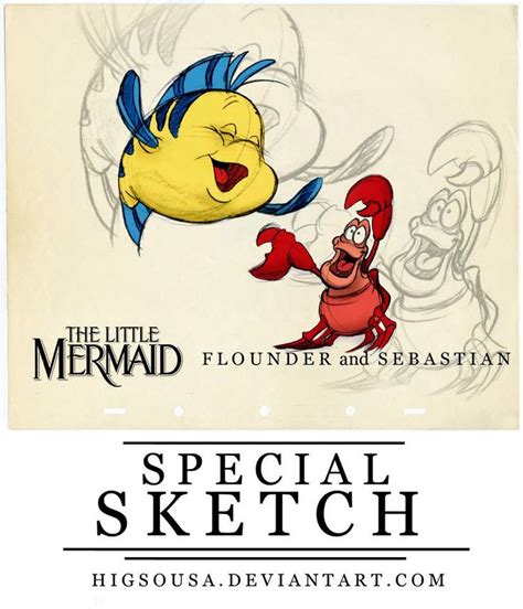 Special Sketch Flounder And Sebastian By Higsousa On Deviantart