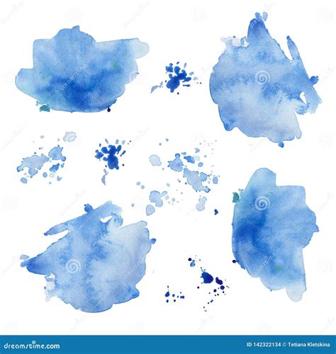 Set Of Watercolor Spots On A White Background Stock Illustration