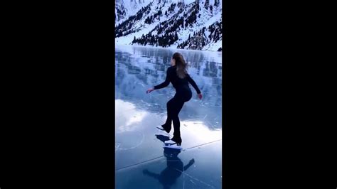 Only Beauty Of Nature Amazing Frozen Lake Ice Skating Youtube