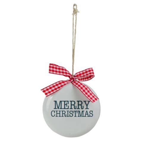 Northlight 45 White And Red Merry Christmas Ornament With A Bow 1