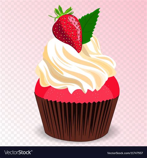 Strawberry Cupcake Royalty Free Vector Image Vectorstock