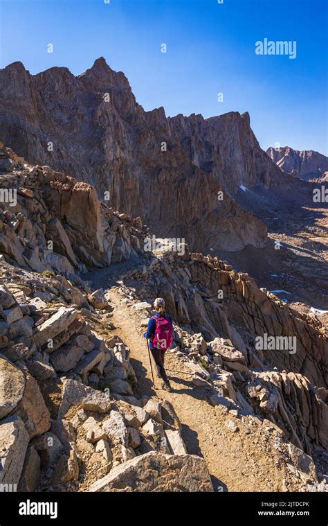 Hiker On The Mount Whitney Trail John Muir Wilderness California Usa