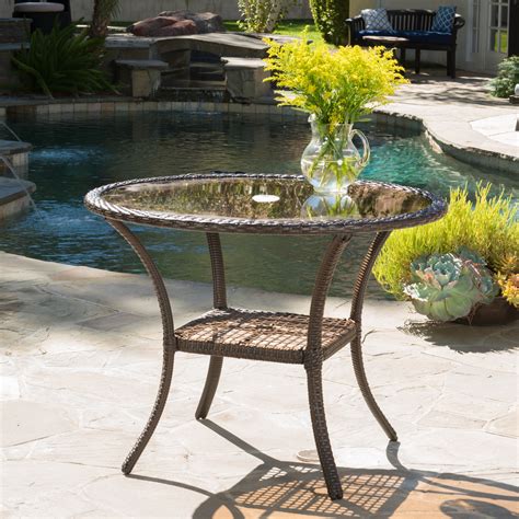 Shop wicker outdoor dining tables at luxedecor.com. Hinalo Outdoor Wicker Glass Dining Table, Multibrown ...