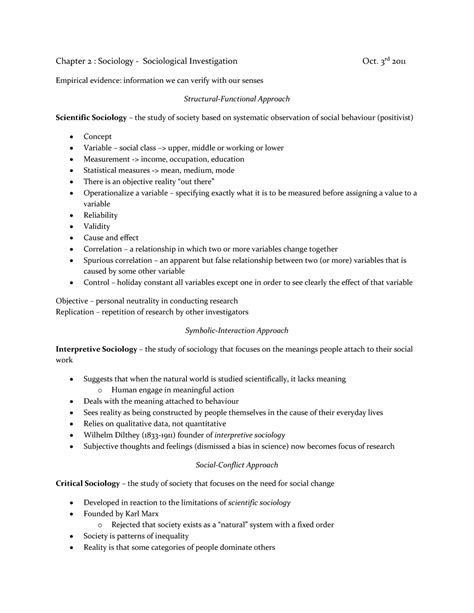 Summary Sociology - chapters 2,3,5,6 - Chapter 2 : Sociology