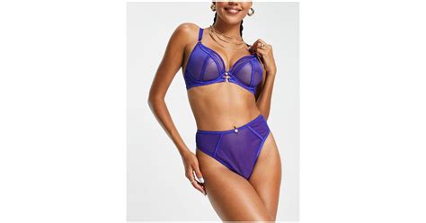 Curvy Kate Scantilly By Exposed Mesh Thong In Purple Blue Lyst Uk