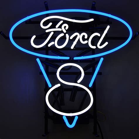 Ford V8 Blue And White Neon Sign Automotive Neon Signs Everything Neon