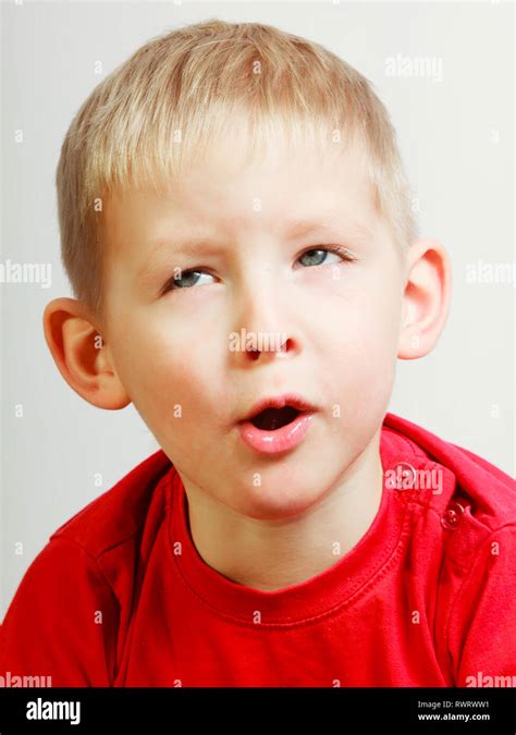 Face Expressions Children Concept Portrait Of Happy Kid Boy Making