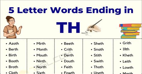 111 Examples Of 5 Letter Words Ending In Th • 7esl