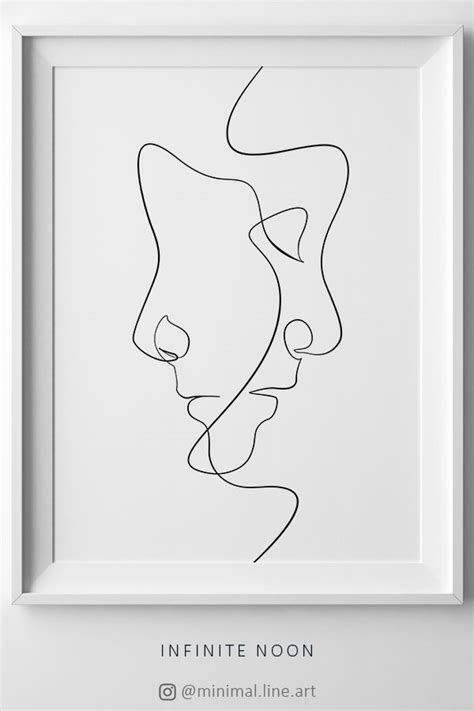 Minimal Face Line Art Print Minimalist Printable Wall Art Etsy