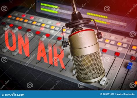 Professional Microphone And On Air Sign Stock Image Image Of Record