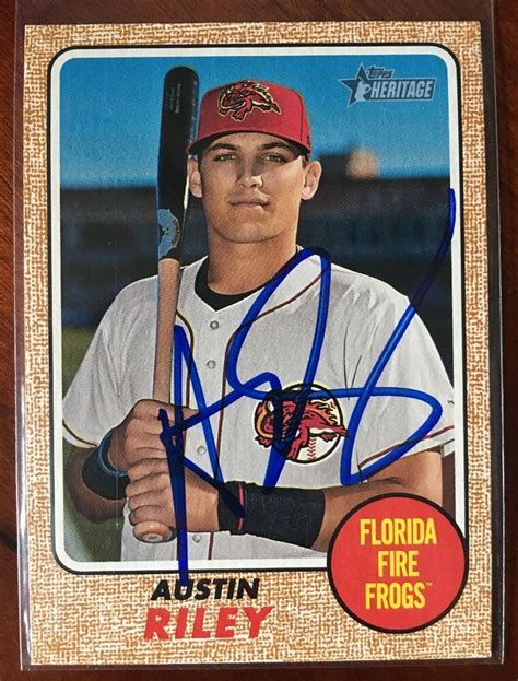 Topps Heritage 2017 170 Austin Riley Auto Rc Rookie Signed Autograph